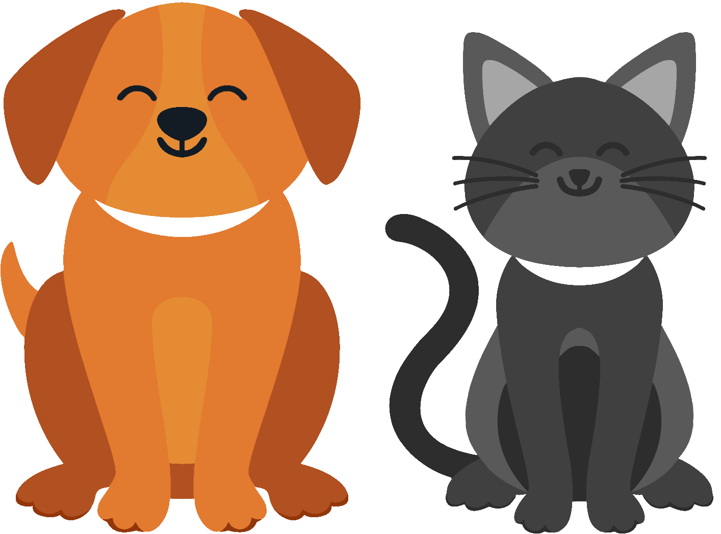 Cartoon dog and cat